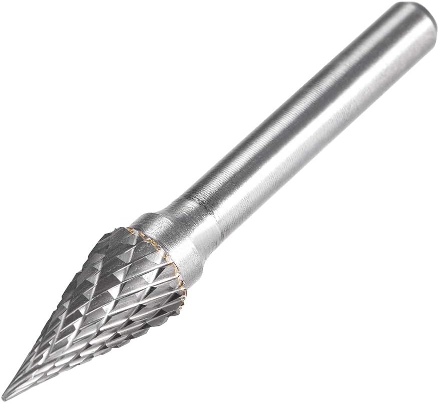Tungsten Carbide Rotary Files 1/4" Shank, Double Cut Cone Shape Rotary Burrs Tool 10mm Dia, for Die Grinder Drill Bit Wood Soft Metal Carving Polishing Model Engineering