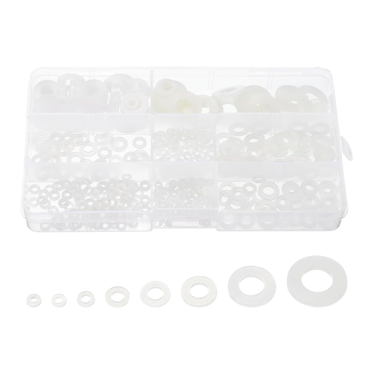 520pcs Rubber Flat Washer Gasket Assortment M2.5-M8, Bolts Spacers 8 Sizes Washers Flat Gasket for Faucet or Plumbing White