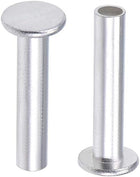 50 Pcs 6mm x 30mm Aluminum Flat Head Semi-Tubular Rivets Silver Tone