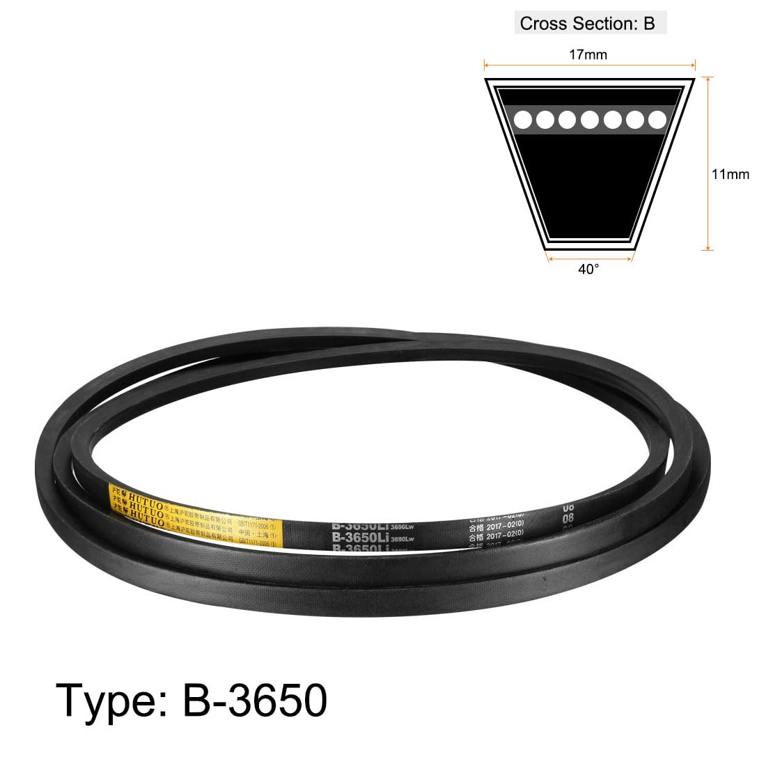 B-138 V-Belts 138" Pitch Length, B-Section Rubber Drive Belt