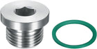 G1/2 Inner Hex Head Pipe Fitting Plug, Universal 304 Stainless Steel Thread Socket Plug with Green O-Ring for Terminate Pipe Ends or Replacement Drains
