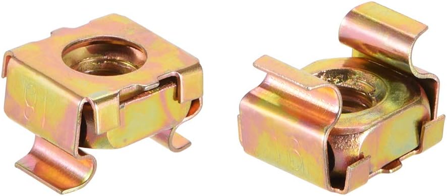 M6 Cage Nuts for Server Rack Cabinet, Carbon Steel Yellow Zinc Plated, Pack of 10