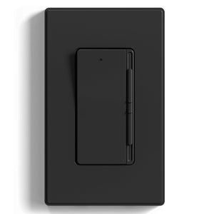 LinkMejor Digital Slide Dimmer Light Switch, Dimmer Switch med Dekorativt Rammeless Design Vægplade til LED/CFL, Glødelamper, Halogenpærer, Enkelt Pol/3-Vej, UL Godkendt, 1 Pakke, Matte Sort
