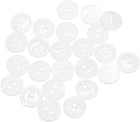 24Pcs Natural Shell Buttons, 2 Hole 11.5mm Thin Edge Mother of Pearl Buttons, Fish Eye Button for Shirt Coat Suits Jacket Jeans Skirt Pants Dress Sewing Craft DIY Decoration, White