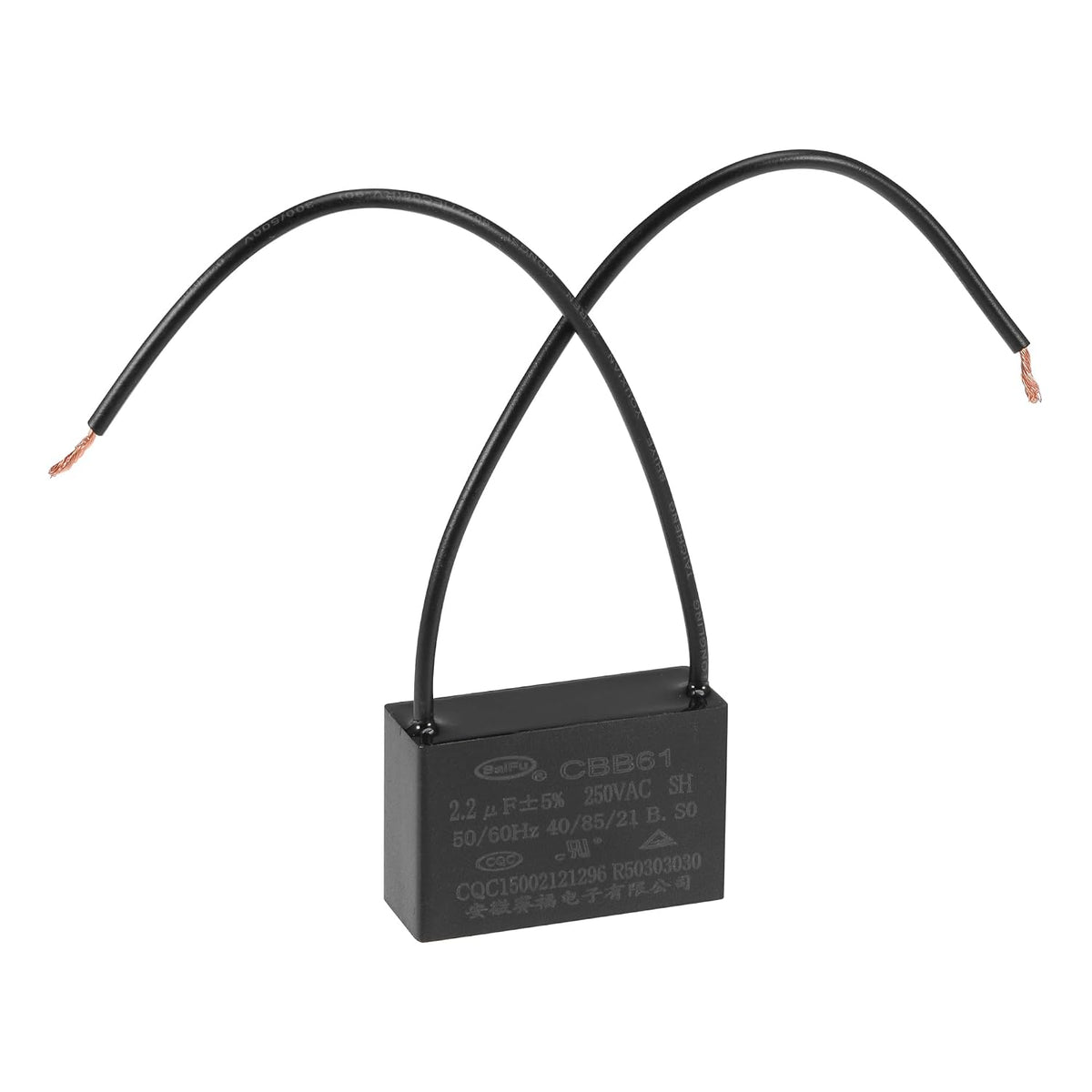 Ceiling Fan Capacitor CBB61 2.2uF 250V AC 2 Wires Metallized Polypropylene Film Capacitor 37x24x13mm for Electric Fan Pump Motor Generator