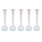 5PCS 25ml Long Neck Clear Plastic Volumetric Measuring Flask Heatproof for Laboratory