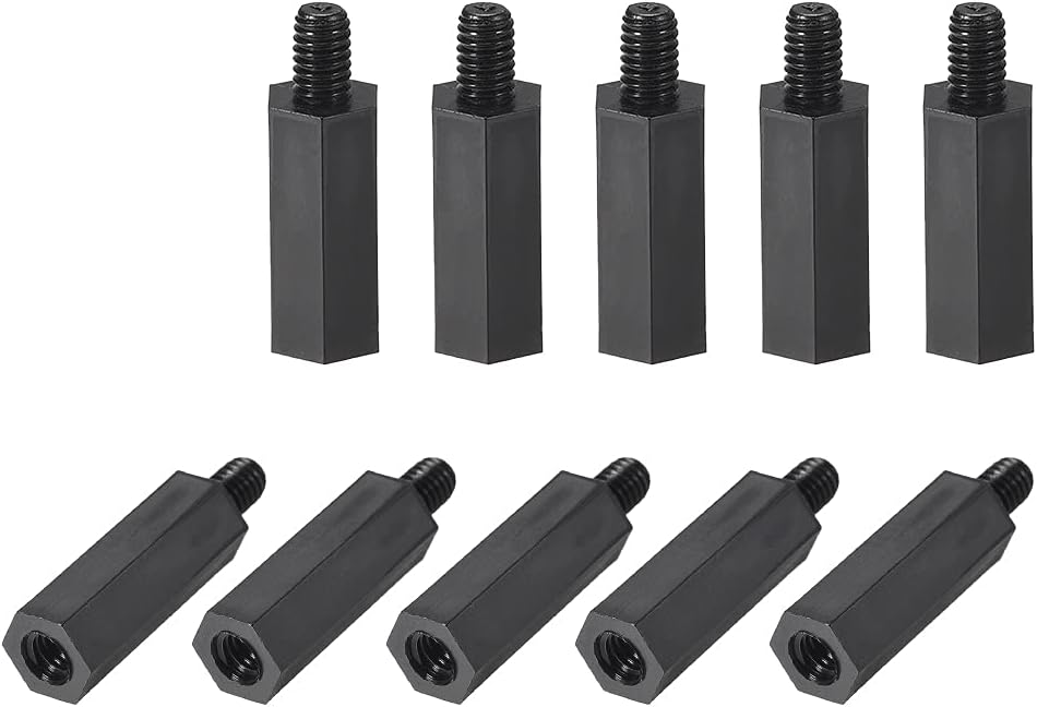 M4x25mm+6mm Male-Female Hex Nylon PCB Motherboard Spacer Standoff for FPV Drone Quadcopter, Computer & Circuit Board Black 75pcs