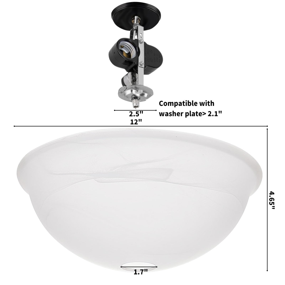 Bassa a soffitto a globo sostituzione per ciotola in vetro a spirale di marmo