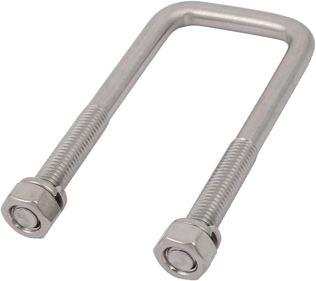 M10 Thread 40mm Inner Width 304 Stainless Steel Square U Bolt Silver Tone