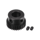 Pinion Gear Set, 45# Carbon Steel Motor Rack Spur Gear with Step Black, 0.5 Mod 34T 8mm Bore 18mm Outer Dia, M4 Set Screws Included