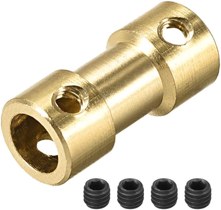 6mm to 6mm Bore Rigid Coupling, 20mm Length 9mm Diameter, Copper Shaft Coupler Connector, Brass Tone 2Pcs