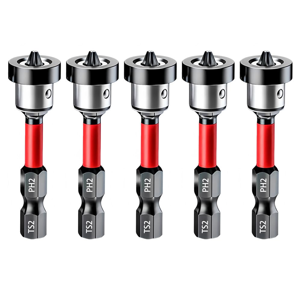 5pcs Drywall Screw Setter, Magnetic Positioning Screwdriver Bits PH2 Bits