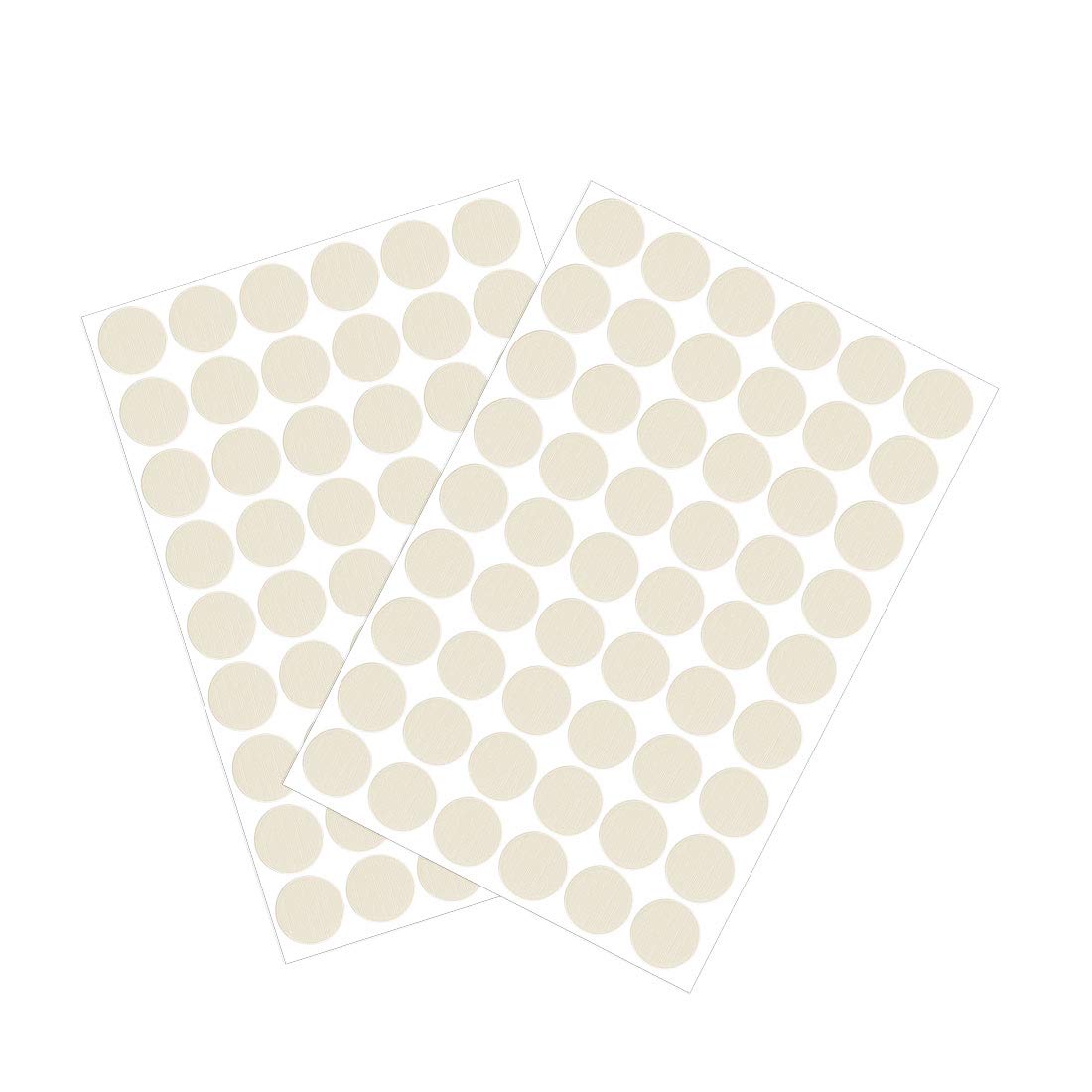 Screw Hole Covers Stickers Textured Plastic Self Adhesive Stickers for Wood Furniture Cabinet Shelve Plate 21mm Dia 108pcs in 2Sheet White Lines