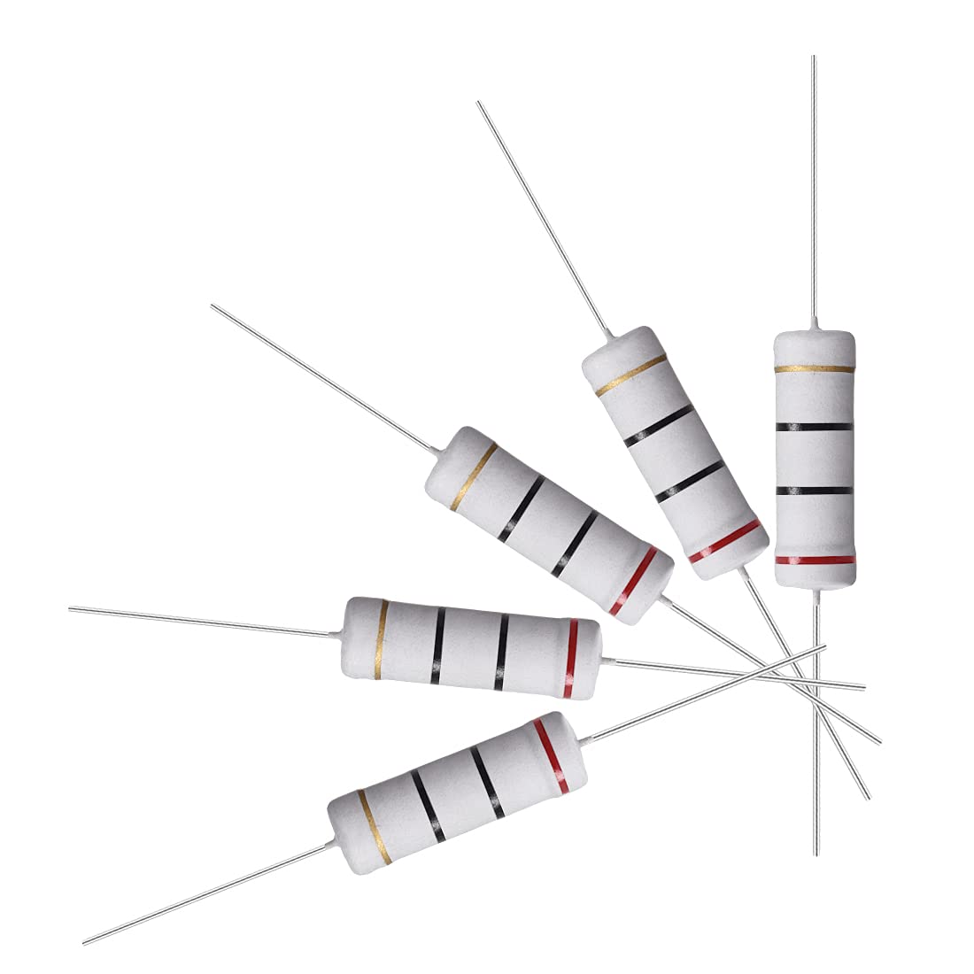 30Pcs 20 Ohm Resistor, 5W 5% Tolerance Metal Oxide Film Resistors, Lead, Flame Proof for DIY Electronic Projects and Experiments