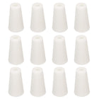 Tapered Shaped Silicone Stoppers 11 to 15mm, 12 Pcs White Tapered Lab Seal Plugs with Hole for Sealing, Test Tubes, Flasks