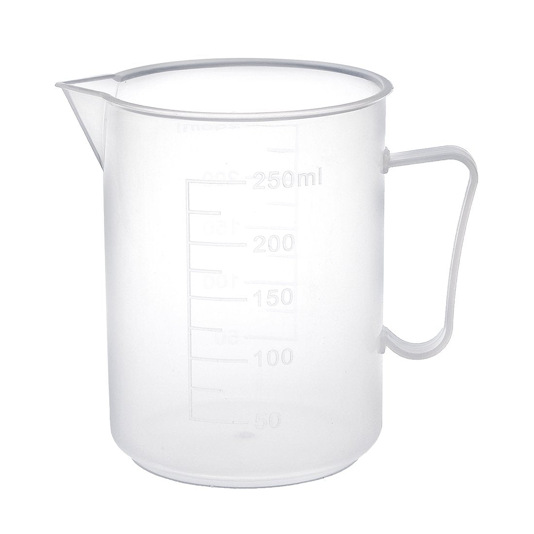 Measuring Cup 250ml PP Plastic Graduated Beaker Transparent with Handle for Lab Kitchen liquids