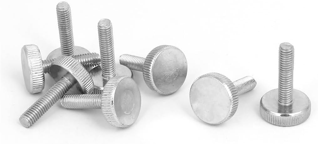 M6x25mm Knurled Head Flat Point Fully Threaded Thumb Screws Fastener 8pcs