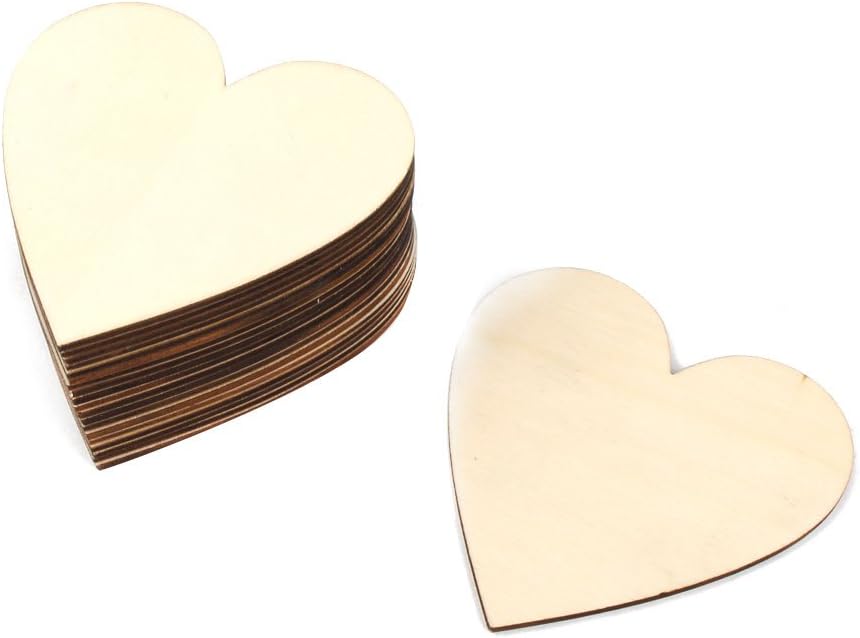 LinkMejor 20 Pcs Wooden Love Heart Wedding Table Scatter Decoration Crafts 100mm x 100mm