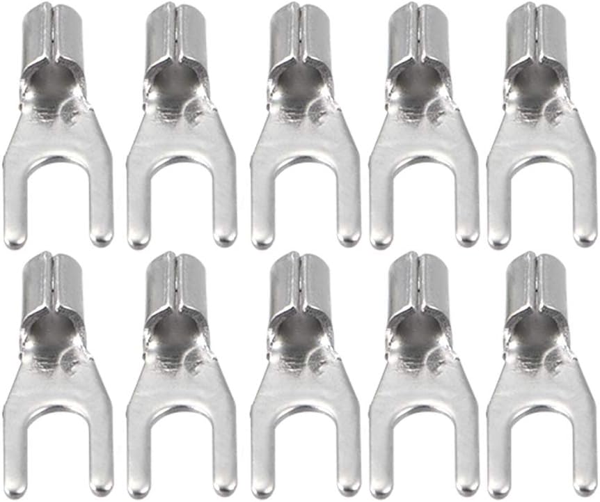 10Pcs SNB1.25-3.2 Non-Insulated U-Type Brass Crimp Terminals AWG22-16 Wire Connector Silver Tone