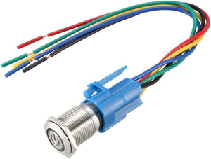 Momentary Metal Push Button Switch 16mm Mounting 1NC NO COM 12V Green LED with Socket Plug