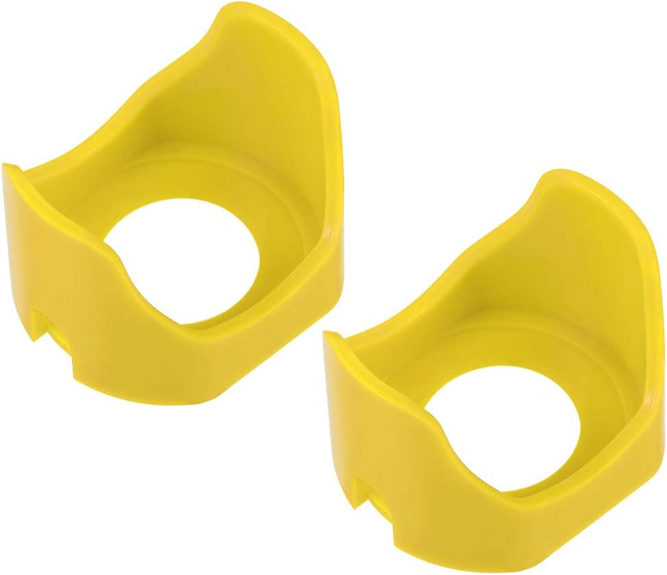 30mm Plastic Two Feet Push Switch Button Protective Cover Yellow 2pcs