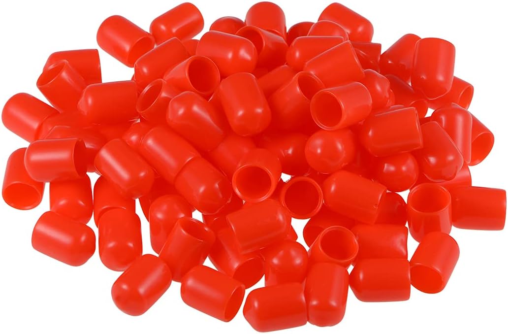 100 Stück Gummikappen 2.5mm ID Vinyl Runde Rohr Mutterkappe Deckel Dichtungen Rot