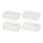 1.93 x 1.14 Inch Rectangle Plastic Plug, 4 Pcs White Pipe Tubing End Cap Plastic Plug Cap Insert Glide Insert for Metal Tubing Fence Table Chairs Furniture, White