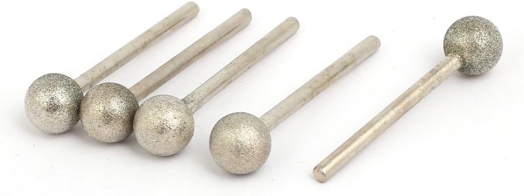 3mm Shank 10mm Dia Diamond Head Ball Shaped Grinding Mounted Point Bits 5pcs