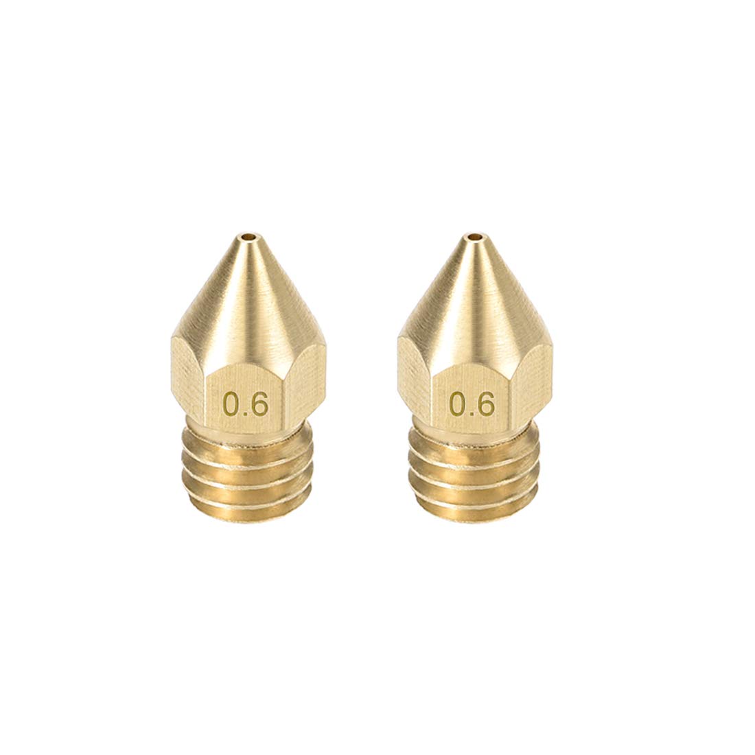 2pcs 3D Printer Nozzle,Brass Nozzle 0.6mm,Extruder Print Head for Filament 1.75mm M6 3D Printer