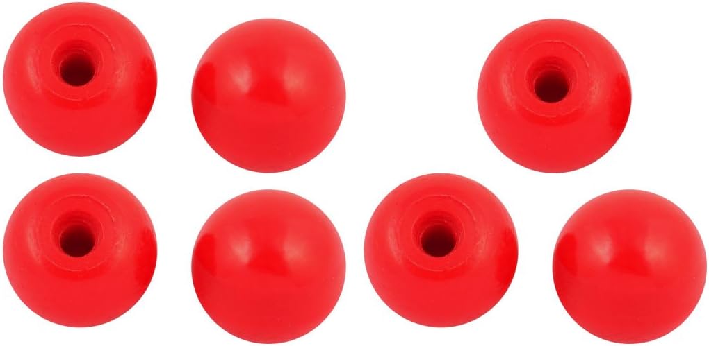 LinkMejor 7 piezas: Mango de bola redondo de plástico rojo, con roscado M6, diámetro de 25 mm. Utilizado para herramientas mecánicas.