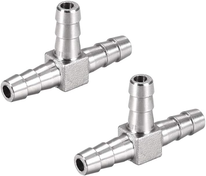1/4-Inch (6mm) Hose ID Barb Fitting Stainless Steel 3 Way T Shaped Union Home Brew Fitting 2pcs
