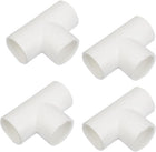 32mm Three Way PVC Pipe Fitting Tee Connector Adapter White 4 Pcs