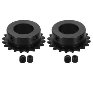 2 Pcs #25 Chain Roller Sprocket 20mm Bore, 20 Tooth C45 Carbon Steel ANSI #25 Roller Sprocket Round Hole with Set Screws for ISO 04C Chain