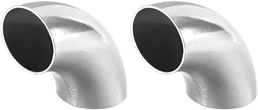 Stainless Steel 304 Pipe Fitting Long Radius 90 Degree Elbow Butt-Weld 7/8-inch OD 1mm Thick Pipe Size 2pcs