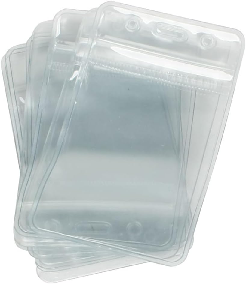 10 Pcs Clear PVC Waterproof Vertical ID Card Badge Holders