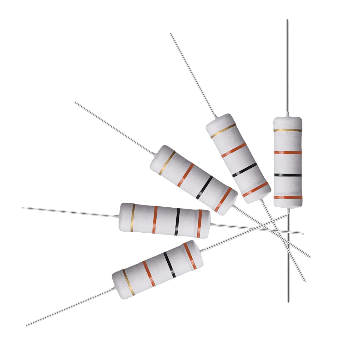 10Pcs 30K Ohm Resistor, 5W 5% Tolerance Metal Oxide Film Resistors, Axial Lead, Flame Proof for DIY Electronic Projects and Experiments