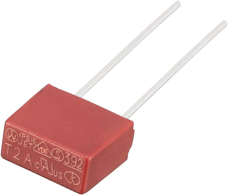 20Pcs DIP Mounted Miniature Square Slow Blow Micro Fuse T2A 2A 250V Red