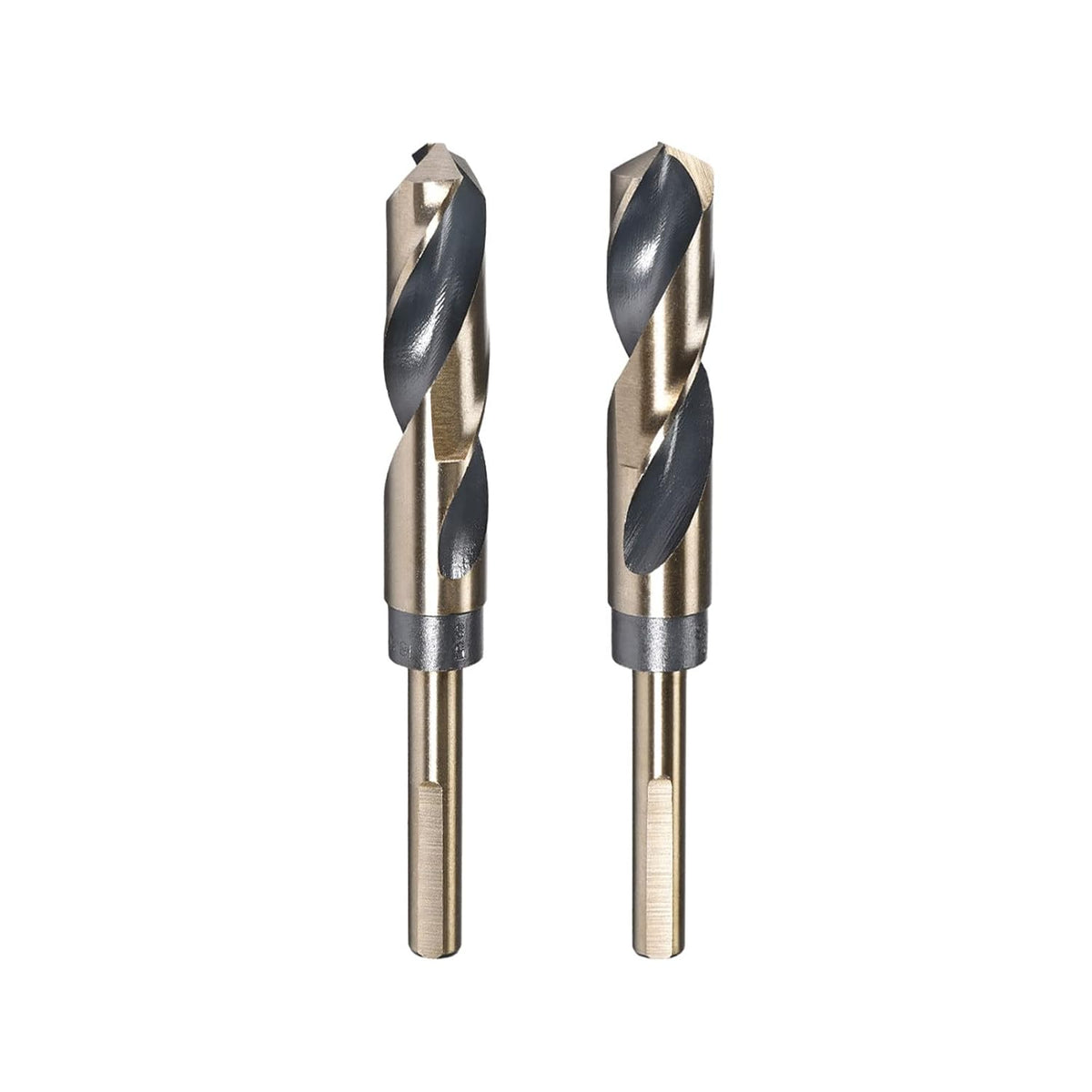 Reduced Shank Drill Bit Set, 18.5mm 19mm Titanium Nitride Coated High Speed Steel 4341 Tri-Flat Shank Drilling Tool for Stainless Steel Alloy Copper, 2pcs