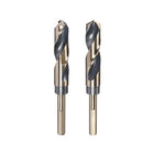 Reduced Shank Drill Bit Set, 18.5mm 19mm Titanium Nitride Coated High Speed Steel 4341 Tri-Flat Shank Drilling Tool for Stainless Steel Alloy Copper, 2pcs