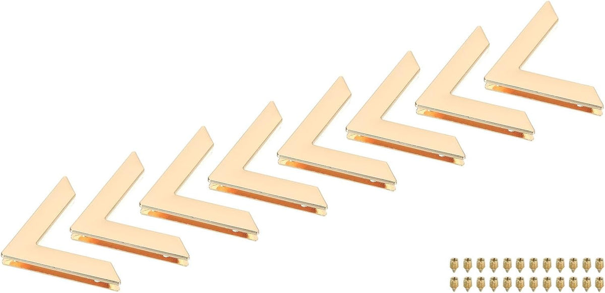 8 Pcs Purse Corner, Corner Protector Decorative Buckle Handbags Leather Clip Edges Handbag Hollow Corner for DIY Sewing Craft Making, Brass