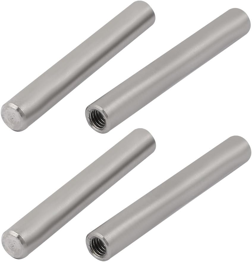 304 Stainless Steel M4 Female Thread 6mm x 45mm Cylindrical Dowel Pin 4pcs