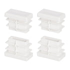 0.8 x 0.4 Inch Rectangle Plastic Plug, 4 Pcs White Pipe Tubing End Cap Plastic Plug Cap Insert Glide Insert for Metal Tubing Fence Table Chairs Furniture, White