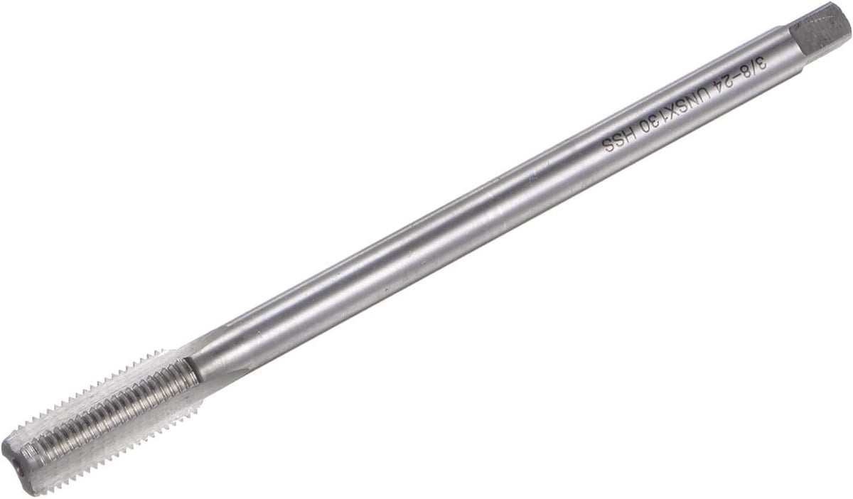Thread Milling Taps, 3/8-24 UNS/UNF High Speed Steel (HSS) 3 Straight Flutes Machine Screw Thread Threading Tap, 5" Length (Extra Long)