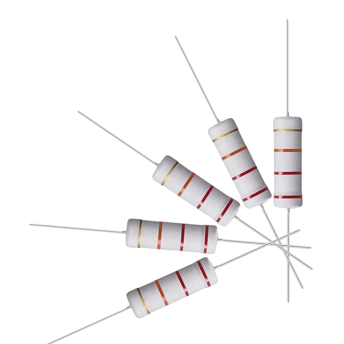 10Pcs 22K Ohm Resistor, 5W 5% Tolerance Metal Oxide Film Resistors, Axial Lead, Flame Proof for DIY Electronic Projects and Experiments