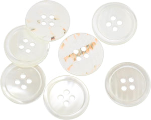 7 Pcs Natural Shell Buttons, 4 Hole Mother of Pearl Buttons 20mm Sewing Craft Buttons for Shirt Sewing DIY Crafts Decoration, White/Red