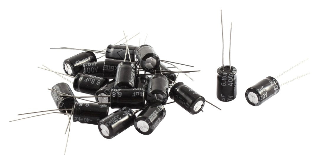 a15060800ux0394 20 Piece 400V 6.8uF 105C Radial Lead Electrolytic Capacitor, 8 mm x 12 mm