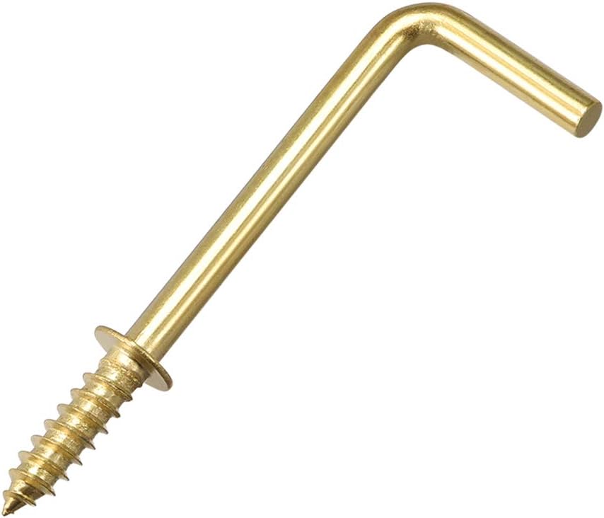 2.1" Screw Eye Hooks Self Tapping Screws Screw-in Hanger Hooks with Plate Golden 20pcs