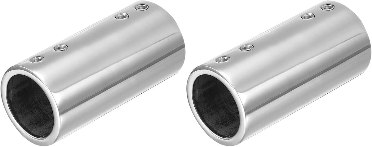 2Pcs Straight Pipe Fitting Connector, 316 Stainless Steel 2-Way Hand Rail Tube Connector 70mm Length, for 1"(25mm) OD Handrail Railing
