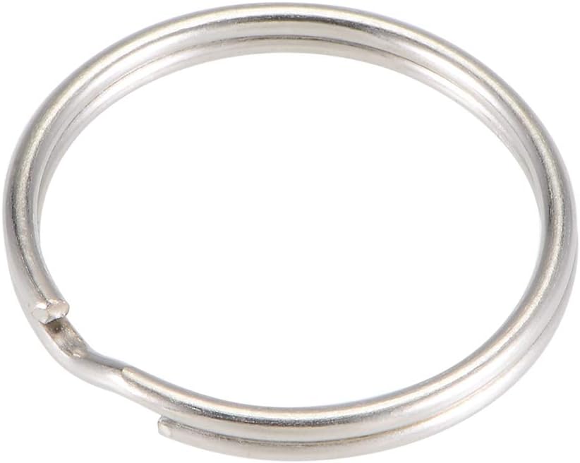 LinkMejor Split Key Ring 23mm Open Jump Connector for Lanyard Zipper Handbag, Nickel Plated Iron, Pack of 100
