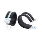 2Pcs 28mm Diameter Rubber Lined R Shaped Zinc Plated Pipe Clips Hose Tube Clamp